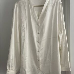 Adrianna Papell Cream Textured Blouse